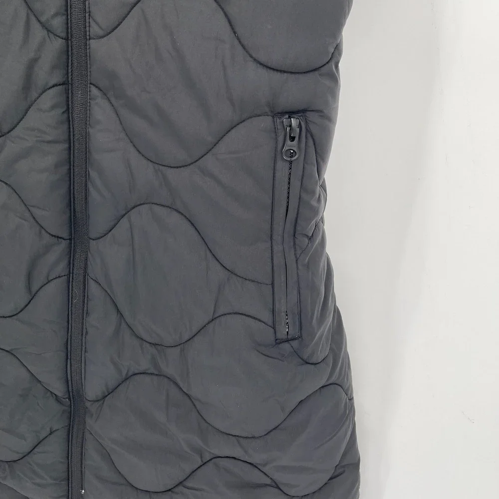 Swiss Tech Girl's Black Quilted Full Zip Hooded Winter Puffer Vest Size L 12-14
